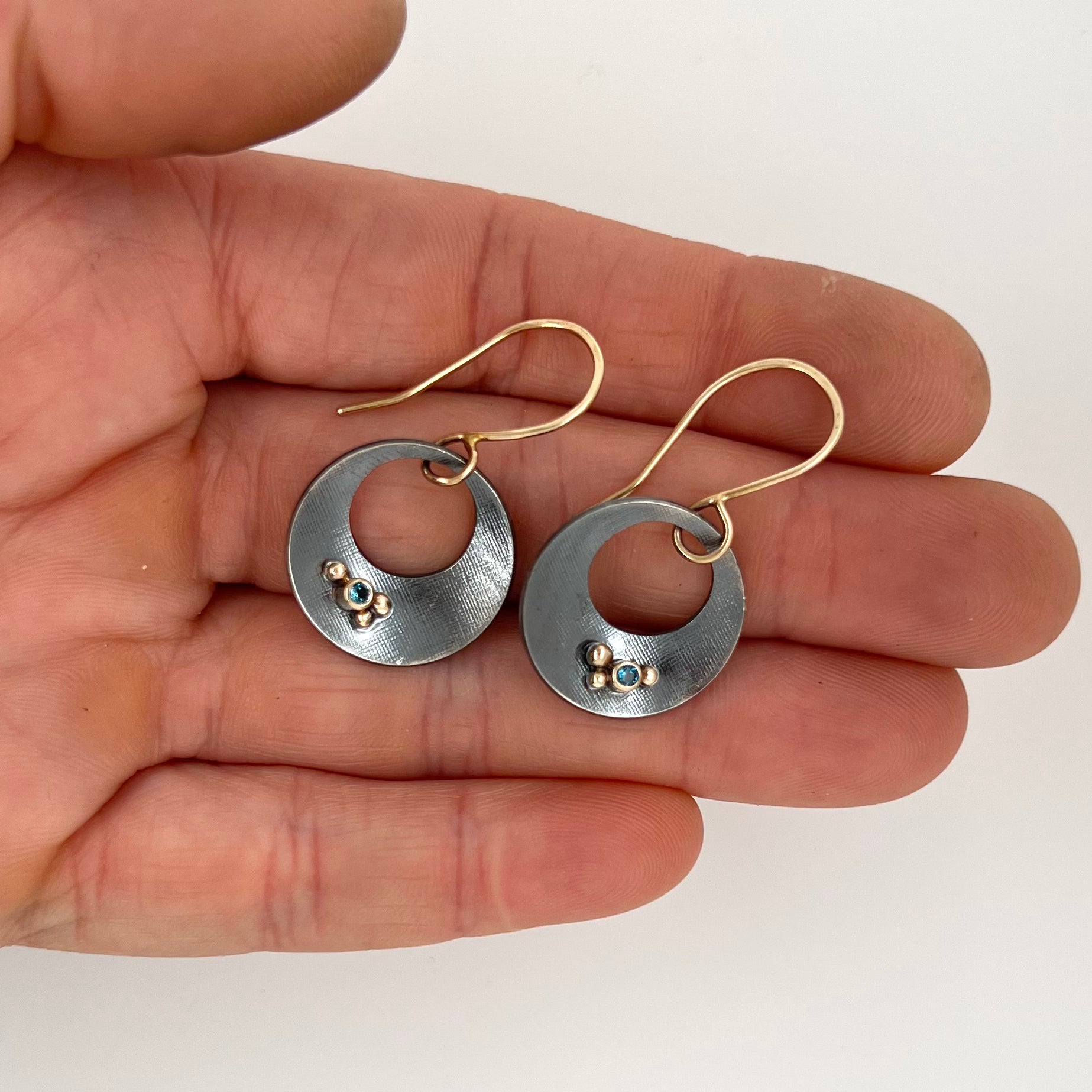 Black and Gold Disc Earrings