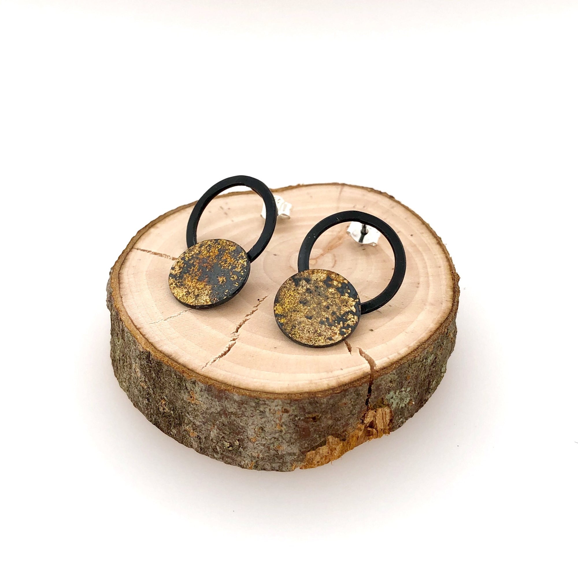 Black and Gold Dust Drop Earrings