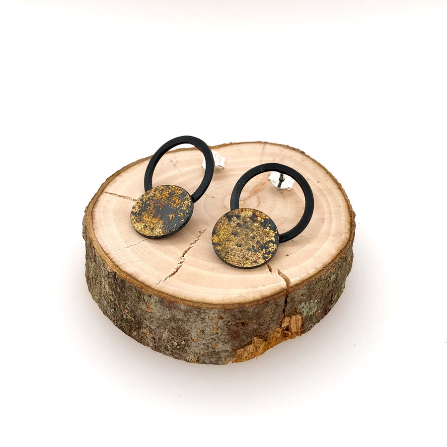 Black and Gold Dust Drop Earrings